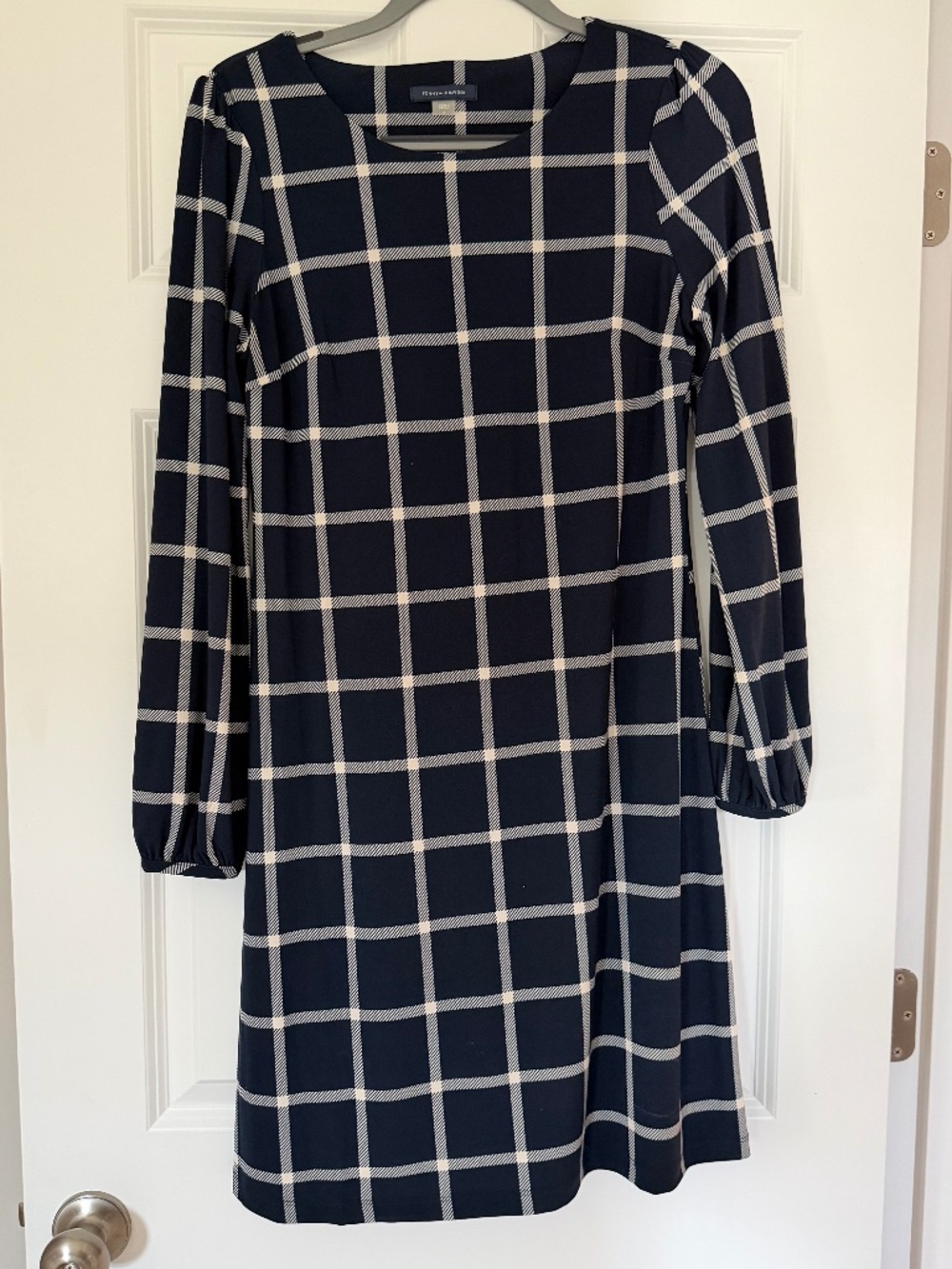 Tommy Hilfiger Navy Windowpane Plaid Fit & Flare Dress Women's Size 6